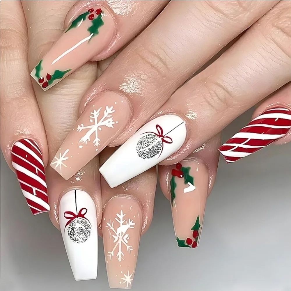 24 Pcs Festive Holiday Nail Set
